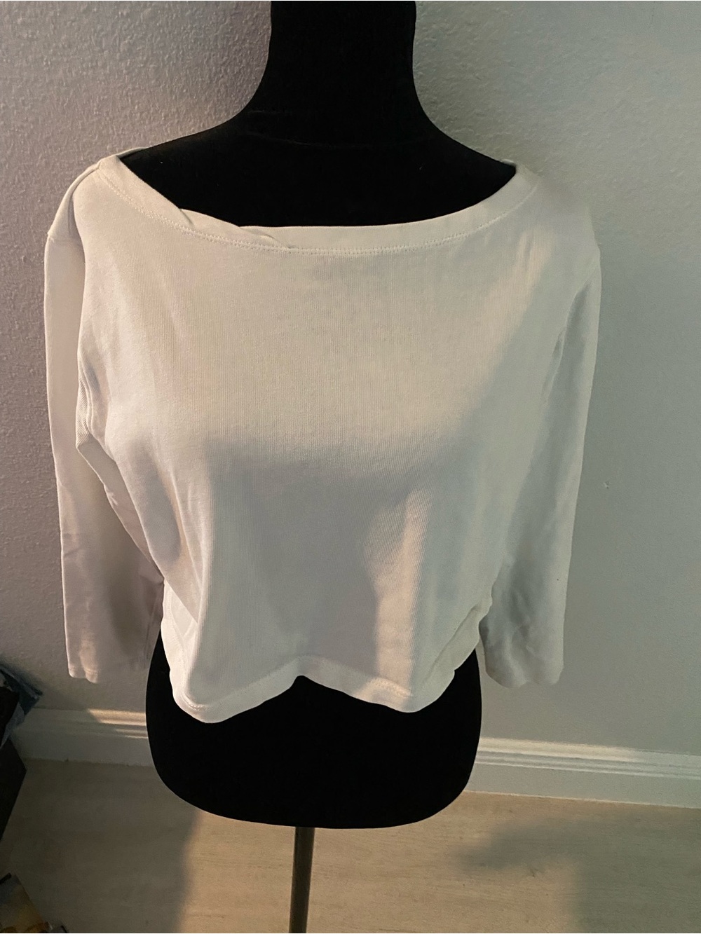 SOLD.  Cotton On “ White Cropped Boatneck Top